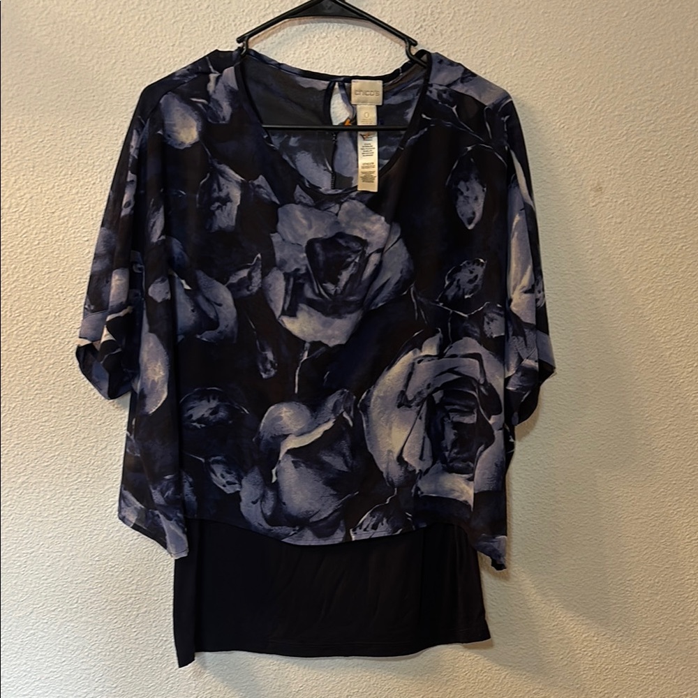 Chico's Women's Purple and Blue Floral Top